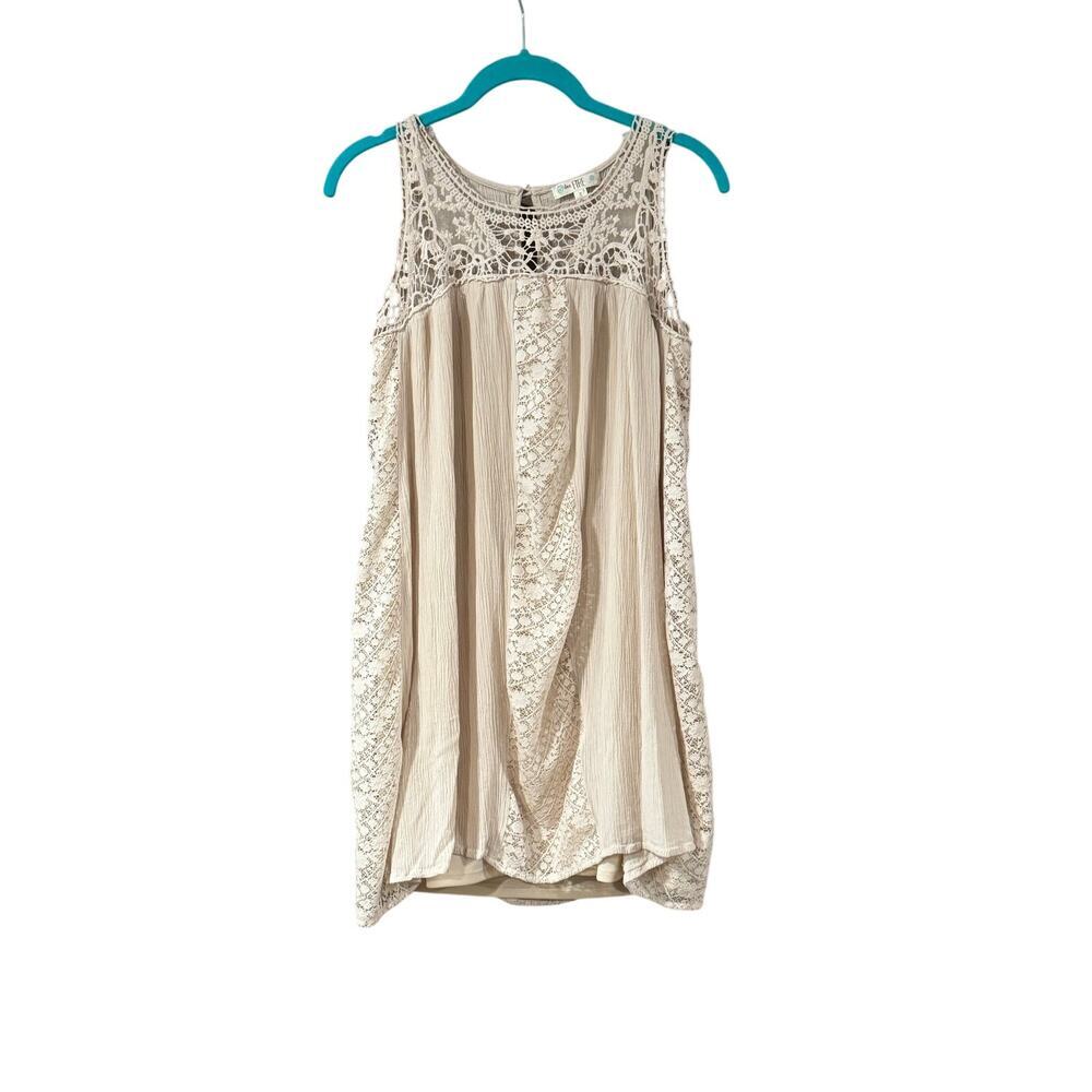 Love, Fire Cream Crochet Lace Swing Dress Women’s Small Boho Sleeveless